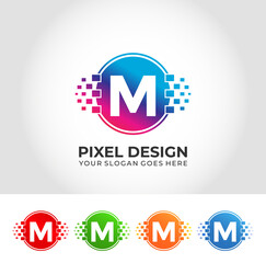 M Pixel Logo Design Concept