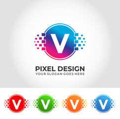 V Pixel Logo Design Concept © LogoDesign24
