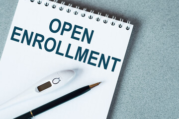 Open Enrollment blank list, health concept background