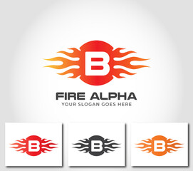 B Alphabet Fire Logo Design Concept