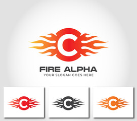 C Alphabet Fire Logo Design Concept