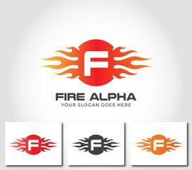F Alphabet Fire Logo Design Concept