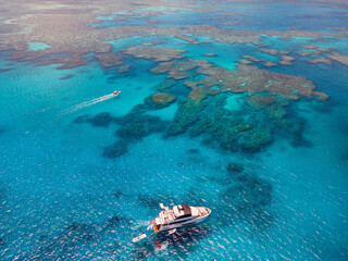 Super yacht on the Great Barrier Reef, Queensland