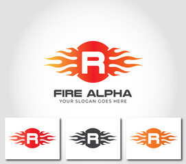 R Alphabet Fire Logo Design Concept