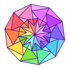 abstract geometric rainbow ten sided polygon