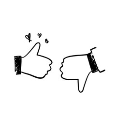 hand drawn doodle thumb icon illustration vector with drawing style