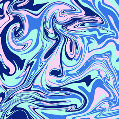 Fluid art texture. Background with abstract mixing paint effect. Liquid acrylic picture that flows and splashes. Mixed paints for interior poster.  blue, blue, pink overflowing colors.