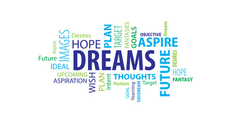 Obraz premium Dreams Word Cloud on a White Background