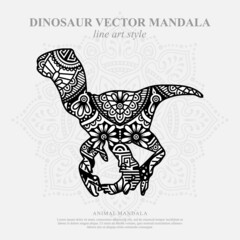 Fototapeta na wymiar Vector illustration of a dinosaur mandala for coloring book. Dinosaur Mandala for Silhouette Cameo and Cricut.