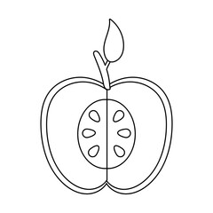 half apple fresh fruit nature line style icon