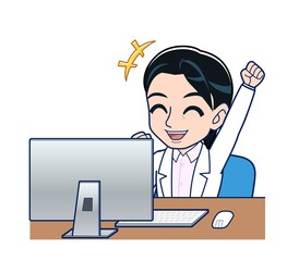 Young female doctor in a white lab coat