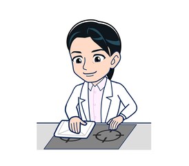 Fototapeta premium Young female doctor in a white lab coat