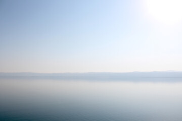 Sunrise over the Dead Sea. No people, space for copy. 