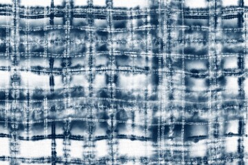 Indigo Blue Shibori Tie dye fabric texture pattern. White and Blue colors.