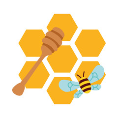 forms of honey sweet with bee flying