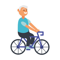 Fototapeta na wymiar old man riding bicycle avatar character