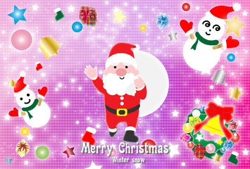 クリスマス　星空からサンタ　ピンク