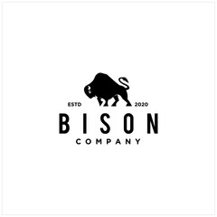 Bison Bull Buffalo Angus Silhouette Vintage Retro Logo Design