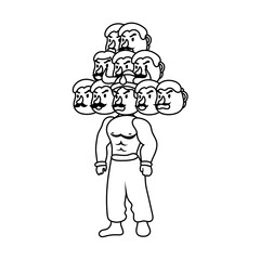 ravana with ten heads character line style icon