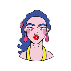 woman with purple hair pop art style icon
