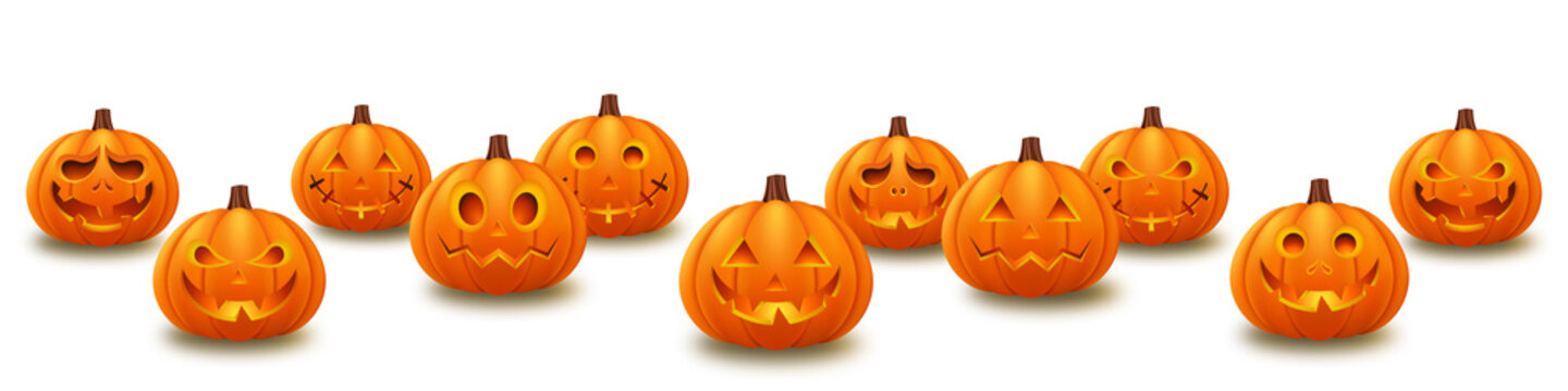 Halloween scary pumpkins. Vector illustration with Jack O' Lantern