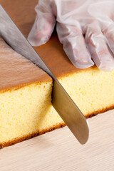 カステラのカットシーン