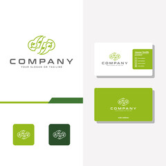 cloud leaf logo design and business card vector