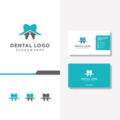 home dental logo design and business card vector