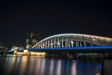 Obraz premium ライトアップした隅田川に架かる勝鬨橋の風景