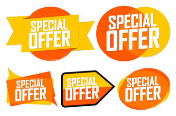 Set Special Offer tags, sale banners design template, vector illustration