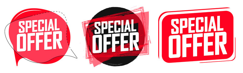 Set Special Offer tags, sale banners design template, vector illustration