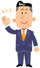 承認の意思を示す若手ビジネスマン_全身
