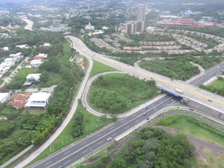 aerial view of highway