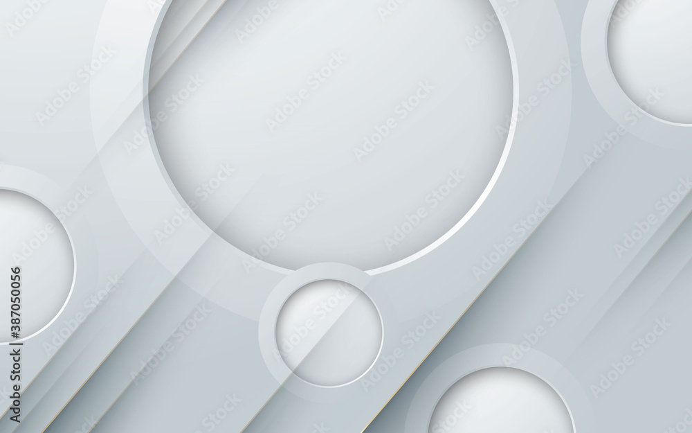 Poster abstract 3d circle papercut layer with diagonal strip white background