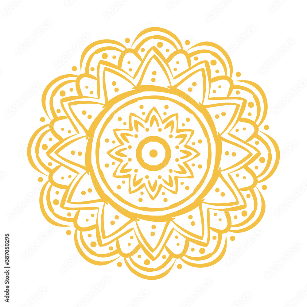 Wall mural yellow mandala floral ethnicity isolated icon