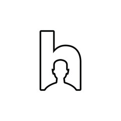 initial letter h human head face simple line logo icon design vector illustration isolated white background
