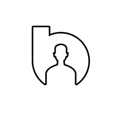 initial letter b human head face simple line logo icon design vector illustration isolated white background