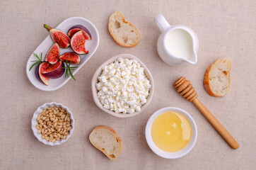 Cottage cheese with fig slices