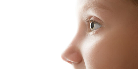 baby face and eye on an isolated white background
