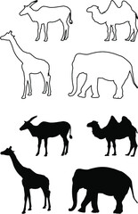 wild animals silhouettes vector