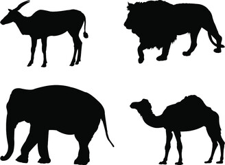 silhouettes of wild animals vector