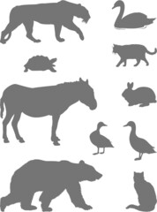 set of animals silhouette
