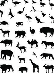 wild animals silhouettes set