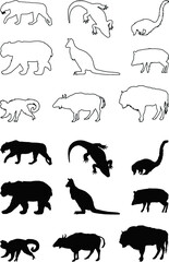 silhouettes of wild animals
