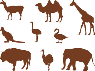 set of wild animals silhouette