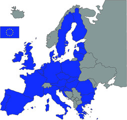 map of european union with flag