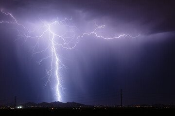 Lightning bolt strike in a storm