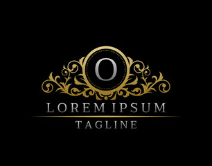 Luxury Boutique Letter O Monogram Logo, Vintage Golden Badge With Elegant Floral Design.