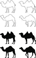 set of camels silhouettes