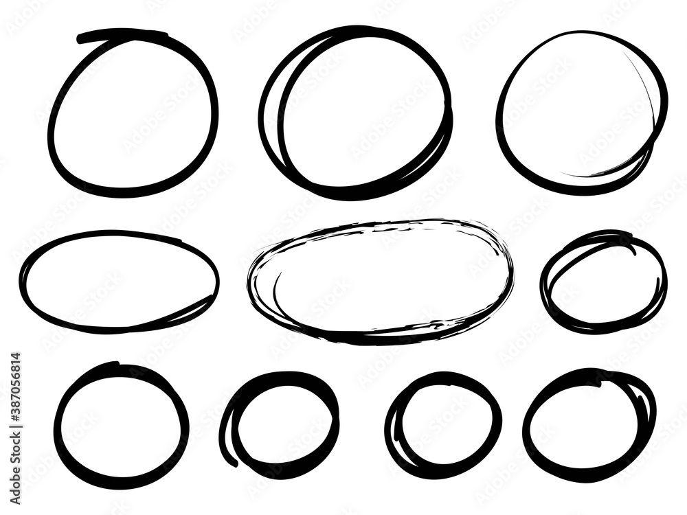 Poster hand drawn scribble line circles. doodle circular for message note mark design element. vector illus